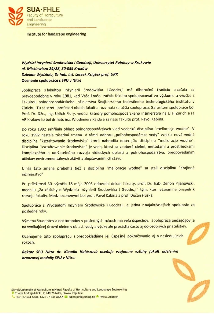 Instytut w Nitrze_gratulacje